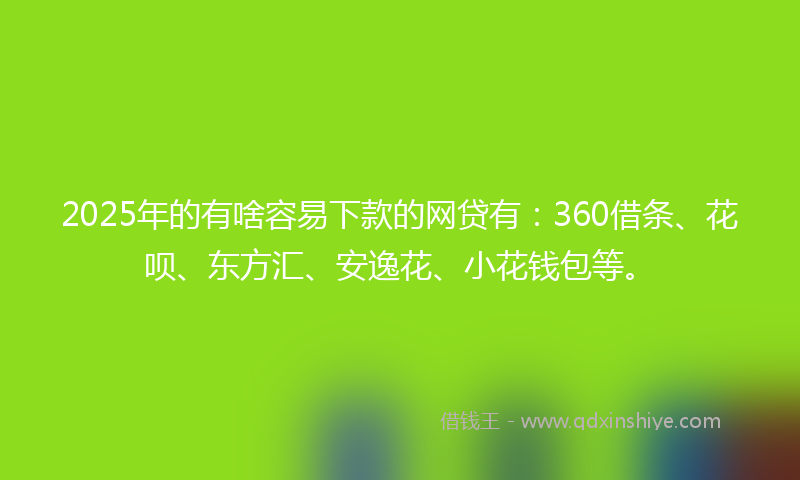 2025年的有啥容易下款的网贷有：360借条、花呗、东方汇、安逸花、小花钱包等。