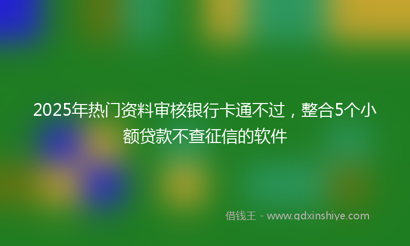2025年热门资料审核银行卡通不过，整合5个小额贷款不查征信的软件