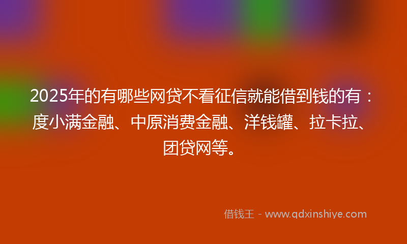 2025年的有哪些网贷不看征信就能借到钱的有：度小满金融、中原消费金融、洋钱罐、拉卡拉、团贷网等。