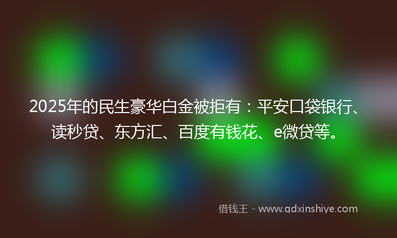 2025年的民生豪华白金被拒有：平安口袋银行、读秒贷、东方汇、百度有钱花、e微贷等。