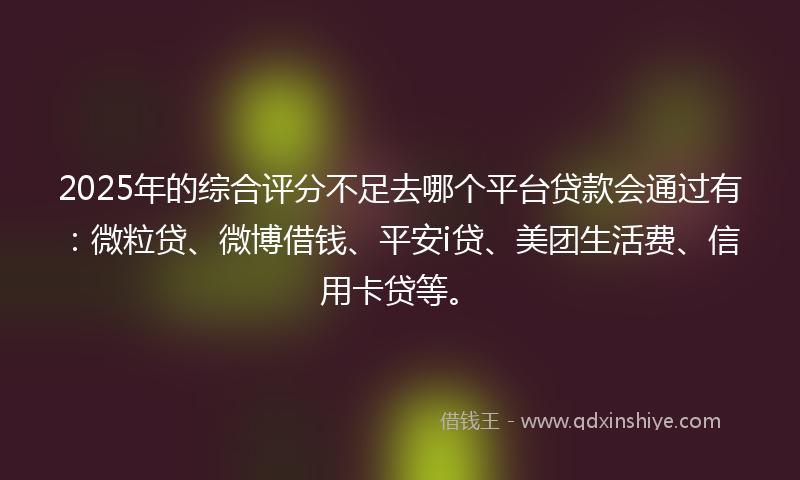 2025年的综合评分不足去哪个平台贷款会通过有：微粒贷、微博借钱、平安i贷、美团生活费、信用卡贷等。