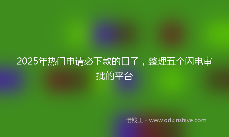 2025年热门申请必下款的口子，整理五个闪电审批的平台
