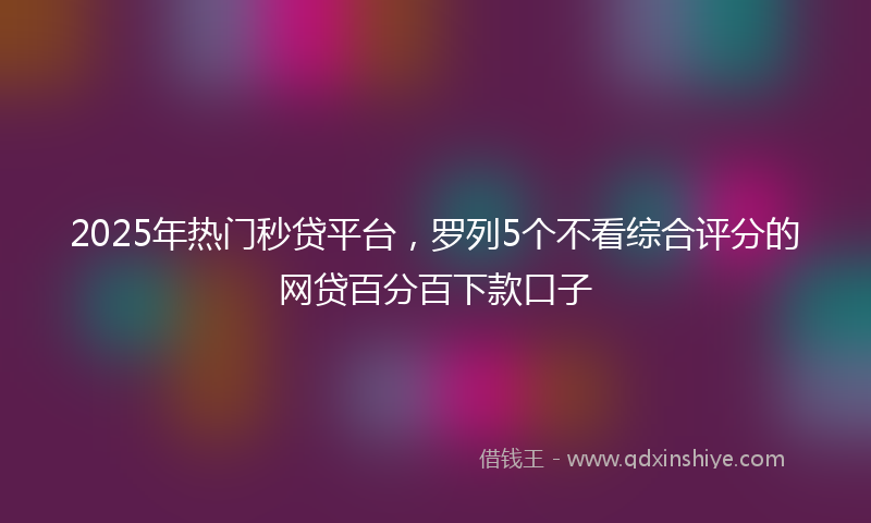 2025年热门秒贷平台，罗列5个不看综合评分的网贷百分百下款口子