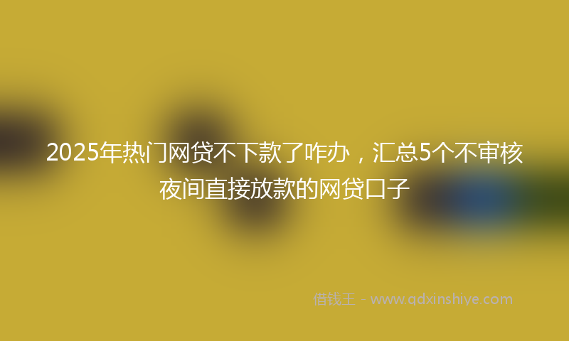 2025年热门网贷不下款了咋办，汇总5个不审核夜间直接放款的网贷口子