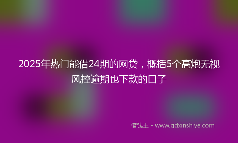 2025年热门能借24期的网贷，概括5个高炮无视风控逾期也下款的口子
