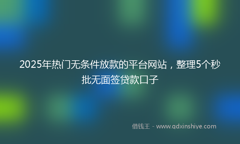 2025年热门无条件放款的平台网站，整理5个秒批无面签贷款口子