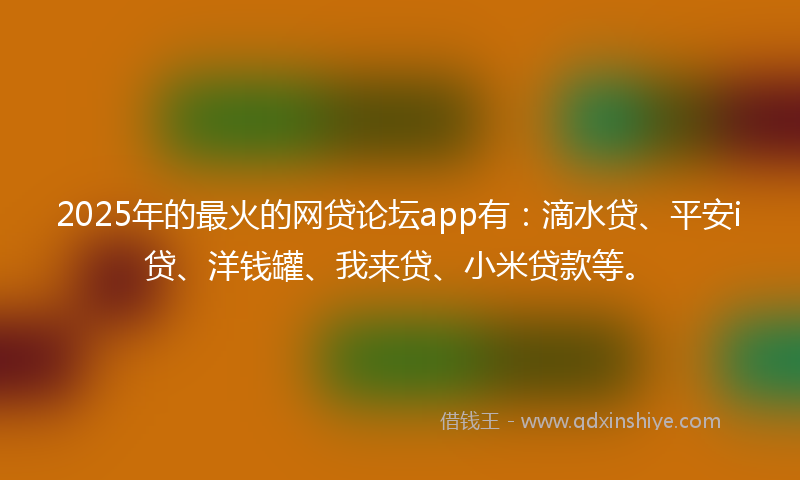 2025年的最火的网贷论坛app有：滴水贷、平安i贷、洋钱罐、我来贷、小米贷款等。