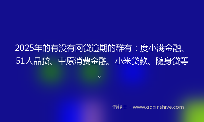 2025年的有没有网贷逾期的群有：度小满金融、51人品贷、中原消费金融、小米贷款、随身贷等。