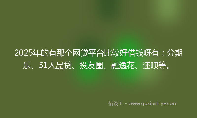 2025年的有那个网贷平台比较好借钱呀有：分期乐、51人品贷、投友圈、融逸花、还呗等。