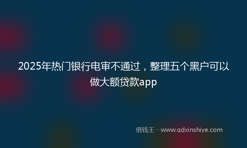 2025年热门银行电审不通过，整理五个黑户可以做大额贷款app