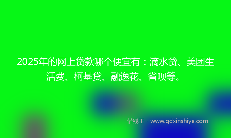 2025年的网上贷款哪个便宜有：滴水贷、美团生活费、柯基贷、融逸花、省呗等。