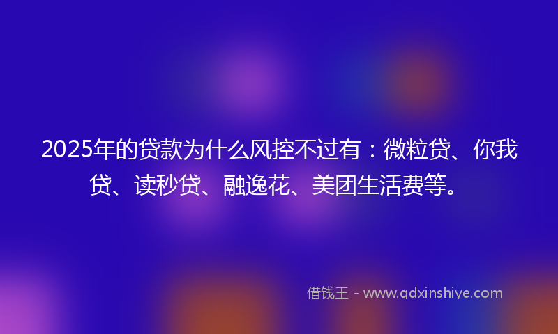2025年的贷款为什么风控不过有：微粒贷、你我贷、读秒贷、融逸花、美团生活费等。