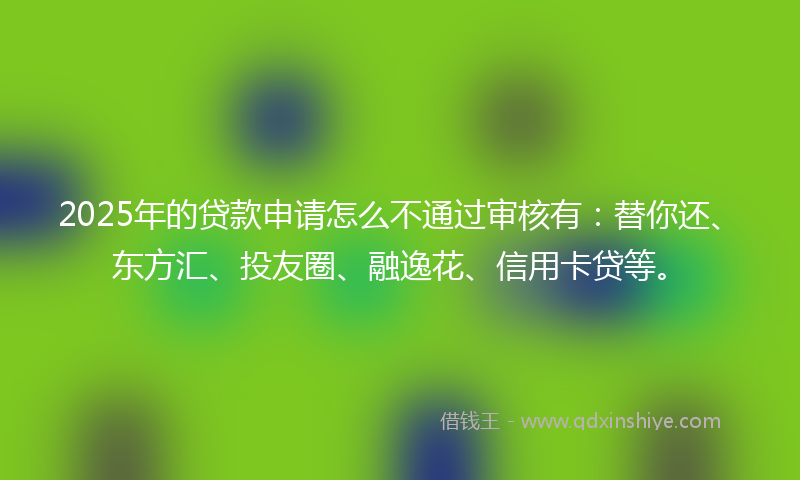2025年的贷款申请怎么不通过审核有：替你还、东方汇、投友圈、融逸花、信用卡贷等。