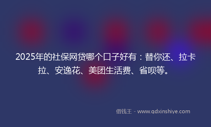 2025年的社保网贷哪个口子好有：替你还、拉卡拉、安逸花、美团生活费、省呗等。