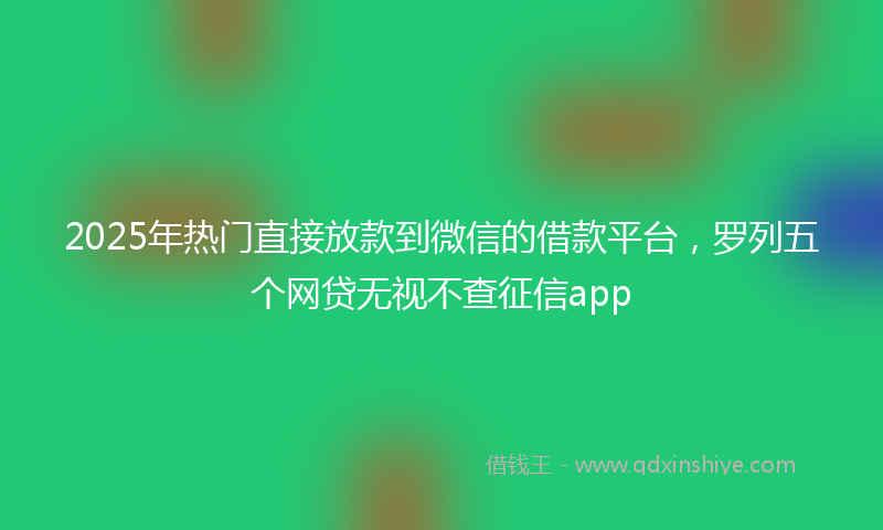 2025年热门直接放款到微信的借款平台，罗列五个网贷无视不查征信app