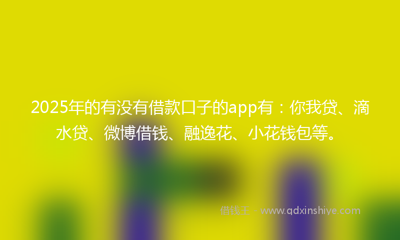 2025年的有没有借款口子的app有：你我贷、滴水贷、微博借钱、融逸花、小花钱包等。
