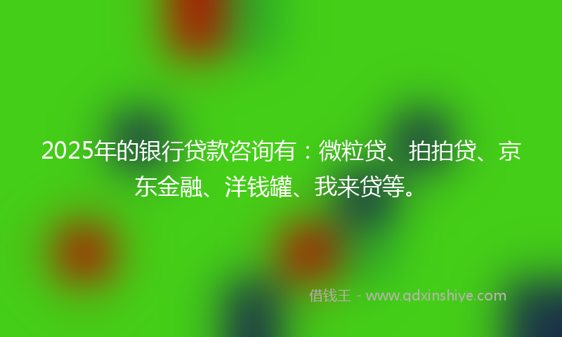 2025年的银行贷款咨询有：微粒贷、拍拍贷、京东金融、洋钱罐、我来贷等。