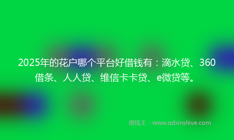 2025年的花户哪个平台好借钱有：滴水贷、360借条、人人贷、维信卡卡贷、e微贷等。