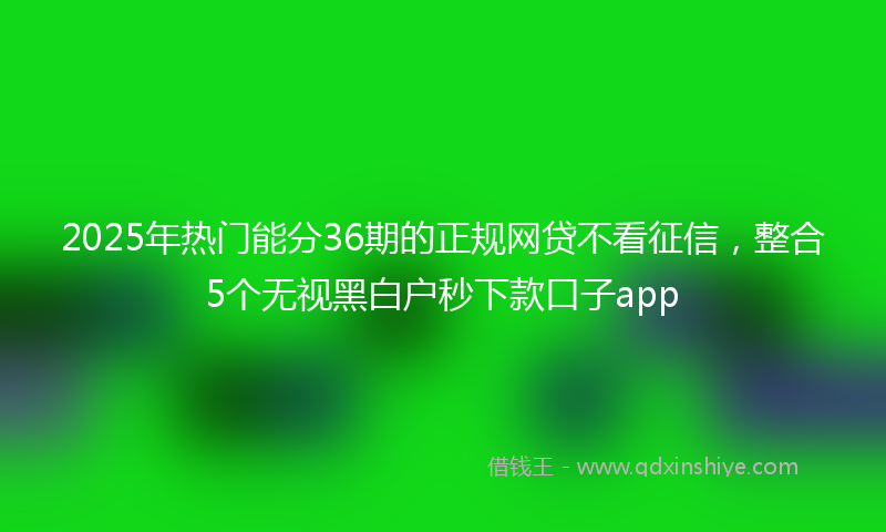 2025年热门能分36期的正规网贷不看征信，整合5个无视黑白户秒下款口子app