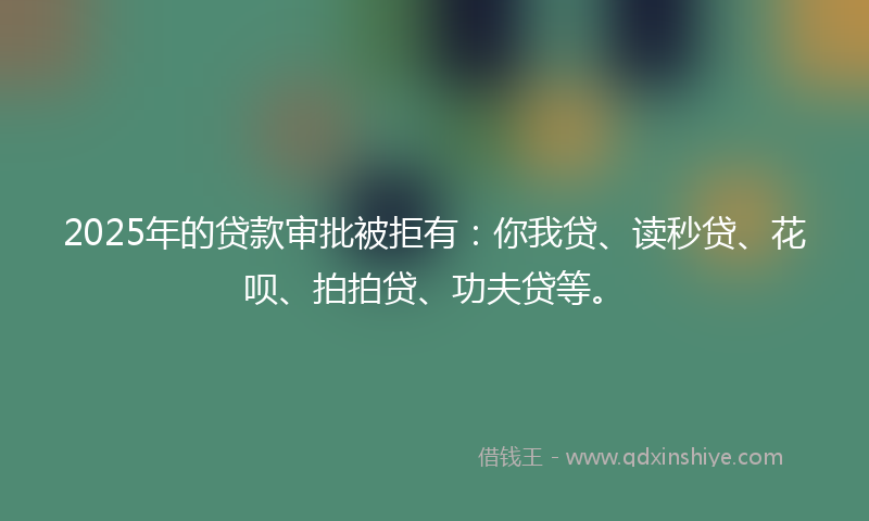 2025年的贷款审批被拒有：你我贷、读秒贷、花呗、拍拍贷、功夫贷等。