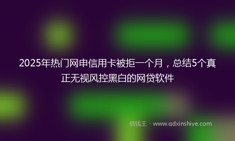 2025年热门网申信用卡被拒一个月，总结5个真正无视风控黑白的网贷软件