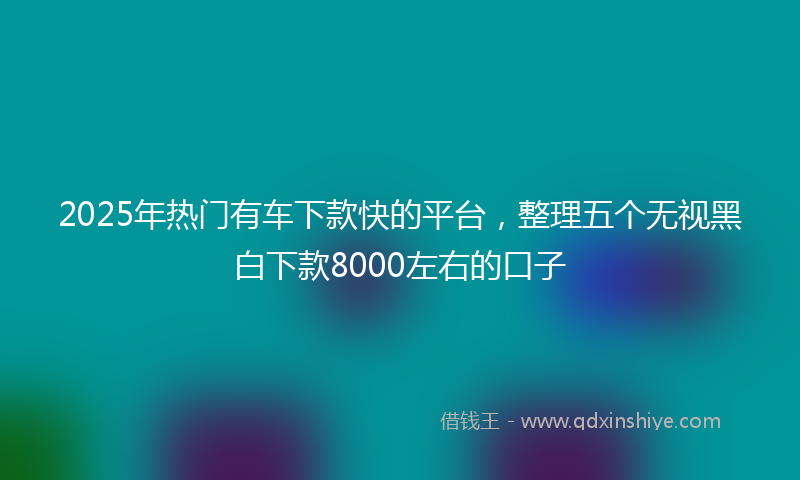 2025年热门有车下款快的平台，整理五个无视黑白下款8000左右的口子