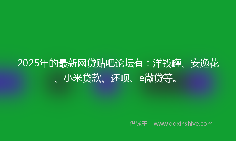 2025年的最新网贷贴吧论坛有：洋钱罐、安逸花、小米贷款、还呗、e微贷等。