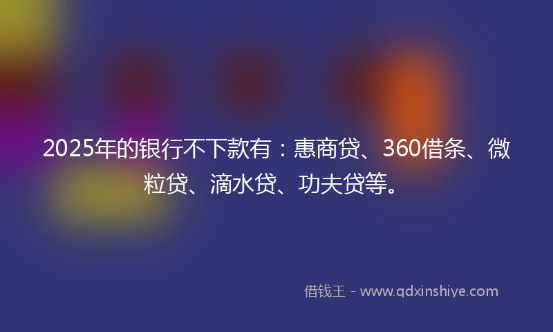 2025年的银行不下款有：惠商贷、360借条、微粒贷、滴水贷、功夫贷等。