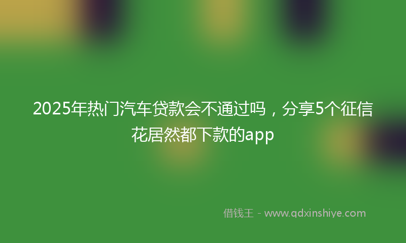 2025年热门汽车贷款会不通过吗，分享5个征信花居然都下款的app