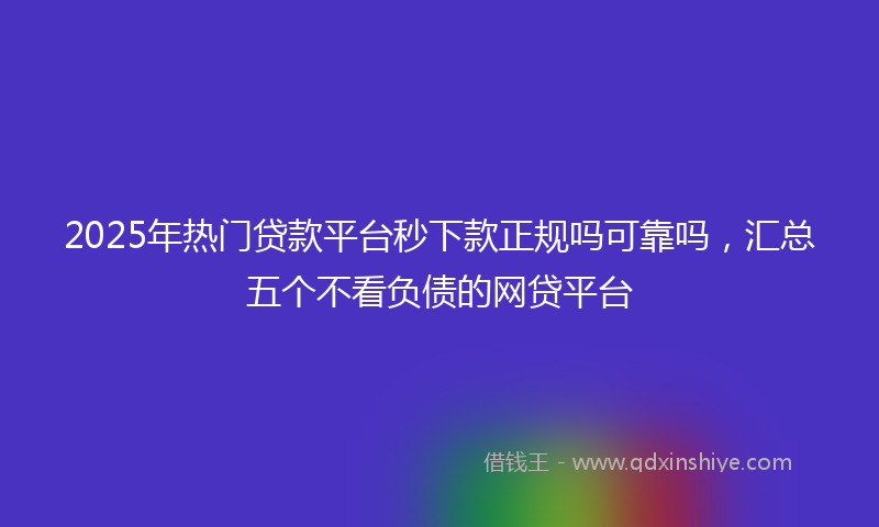 2025年热门贷款平台秒下款正规吗可靠吗，汇总五个不看负债的网贷平台