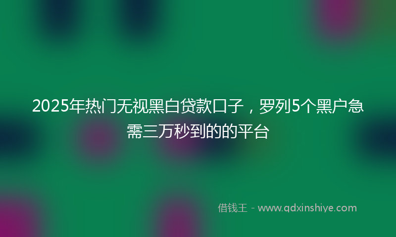 2025年热门无视黑白贷款口子，罗列5个黑户急需三万秒到的的平台