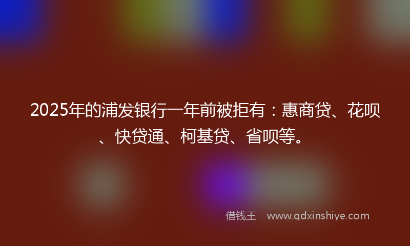 2025年的浦发银行一年前被拒有：惠商贷、花呗、快贷通、柯基贷、省呗等。