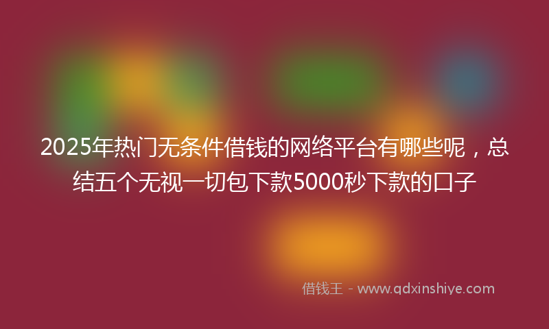 2025年热门无条件借钱的网络平台有哪些呢，总结五个无视一切包下款5000秒下款的口子