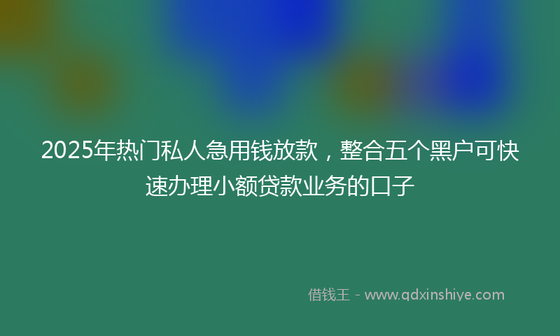 2025年热门私人急用钱放款，整合五个黑户可快速办理小额贷款业务的口子