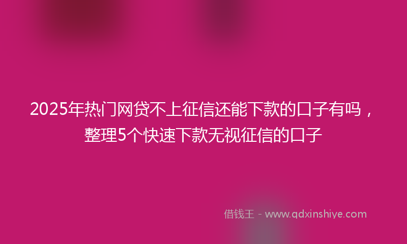 2025年热门网贷不上征信还能下款的口子有吗，整理5个快速下款无视征信的口子