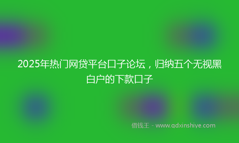 2025年热门网贷平台口子论坛，归纳五个无视黑白户的下款口子