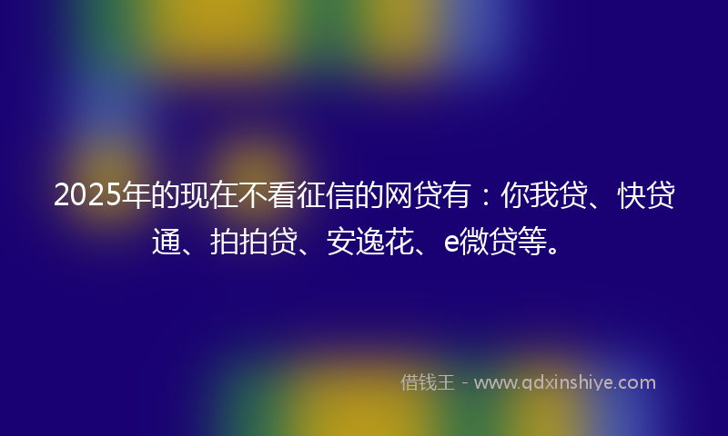 2025年的现在不看征信的网贷有：你我贷、快贷通、拍拍贷、安逸花、e微贷等。