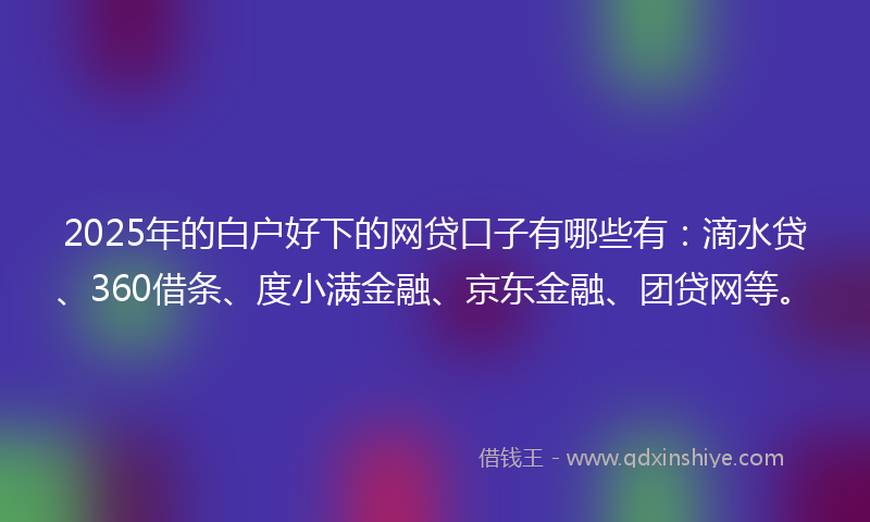 2025年的白户好下的网贷口子有哪些有：滴水贷、360借条、度小满金融、京东金融、团贷网等。
