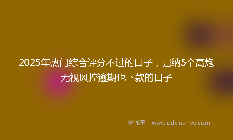 2025年热门综合评分不过的口子，归纳5个高炮无视风控逾期也下款的口子