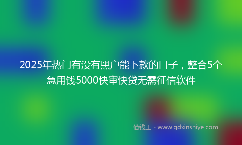 2025年热门有没有黑户能下款的口子，整合5个急用钱5000快审快贷无需征信软件