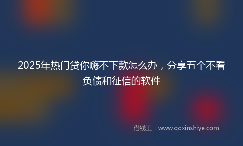 2025年热门贷你嗨不下款怎么办，分享五个不看负债和征信的软件