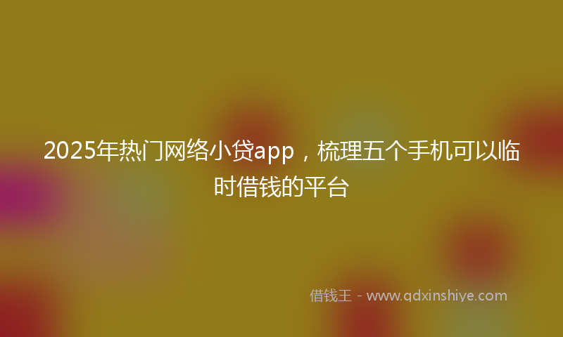 2025年热门网络小贷app，梳理五个手机可以临时借钱的平台