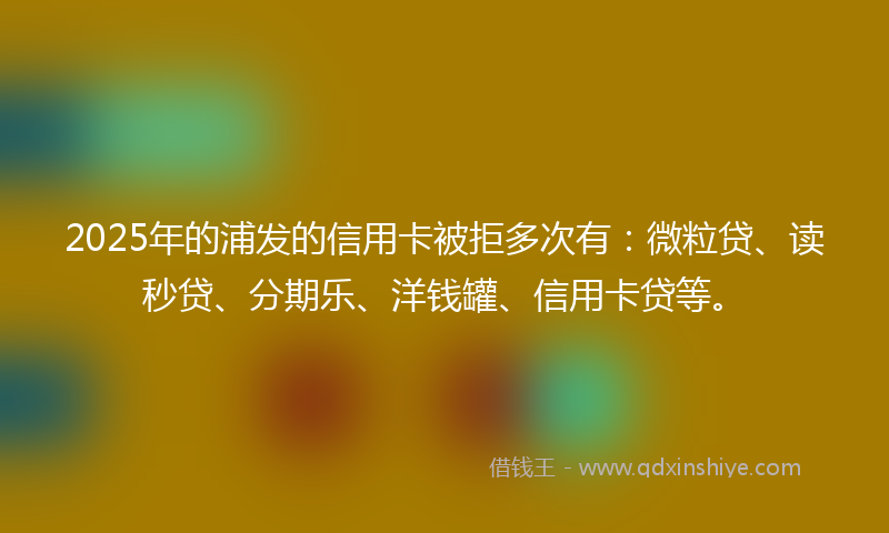 2025年的浦发的信用卡被拒多次有：微粒贷、读秒贷、分期乐、洋钱罐、信用卡贷等。