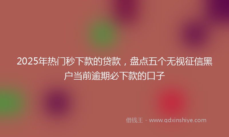2025年热门秒下款的贷款，盘点五个无视征信黑户当前逾期必下款的口子