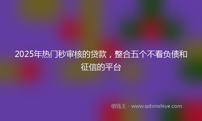 2025年热门秒审核的贷款，整合五个不看负债和征信的平台