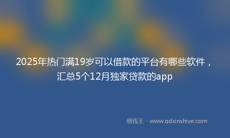 2025年热门满19岁可以借款的平台有哪些软件，汇总5个12月独家贷款的app