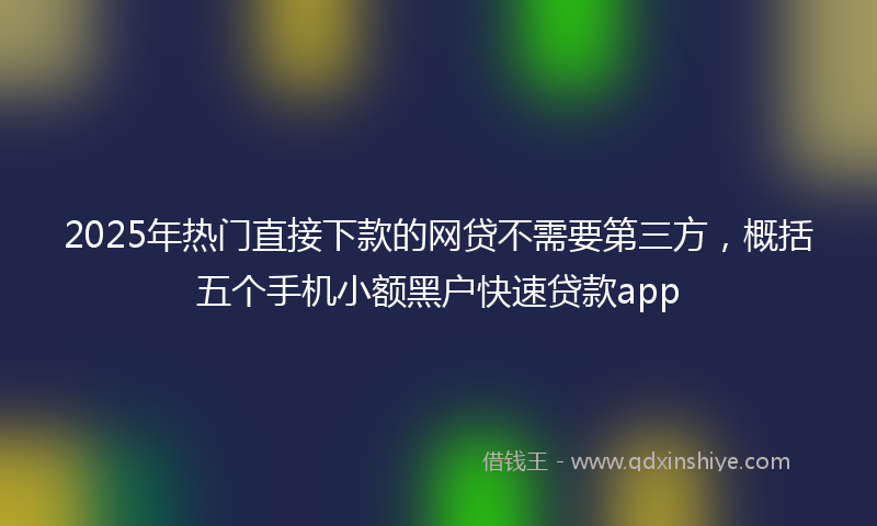 2025年热门直接下款的网贷不需要第三方，概括五个手机小额黑户快速贷款app