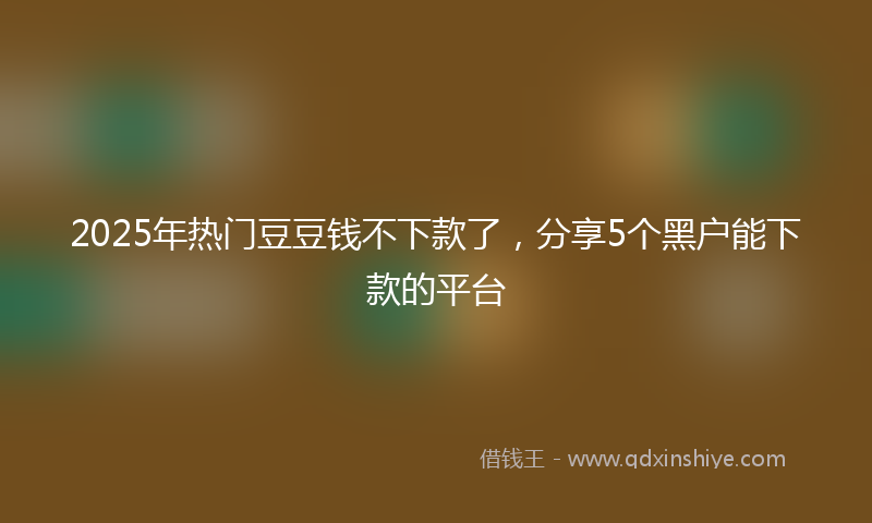 2025年热门豆豆钱不下款了，分享5个黑户能下款的平台