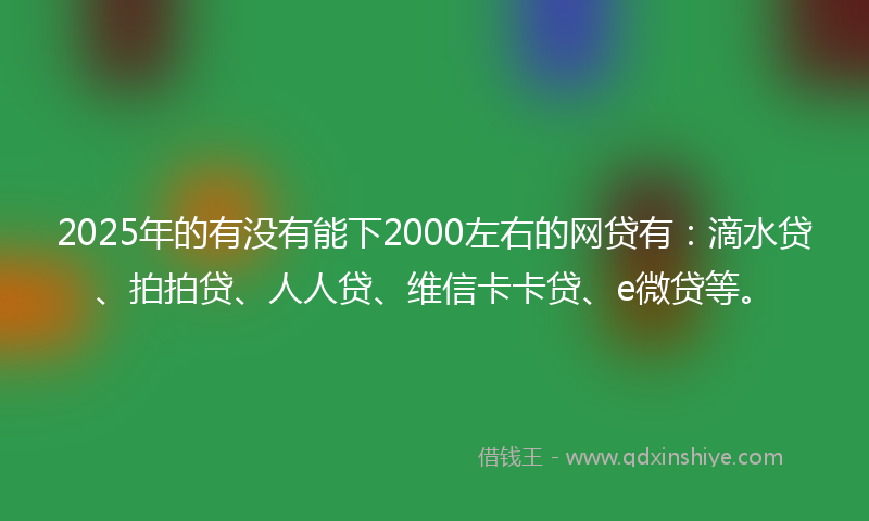 2025年的有没有能下2000左右的网贷有：滴水贷、拍拍贷、人人贷、维信卡卡贷、e微贷等。