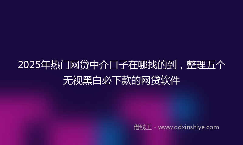 2025年热门网贷中介口子在哪找的到，整理五个无视黑白必下款的网贷软件